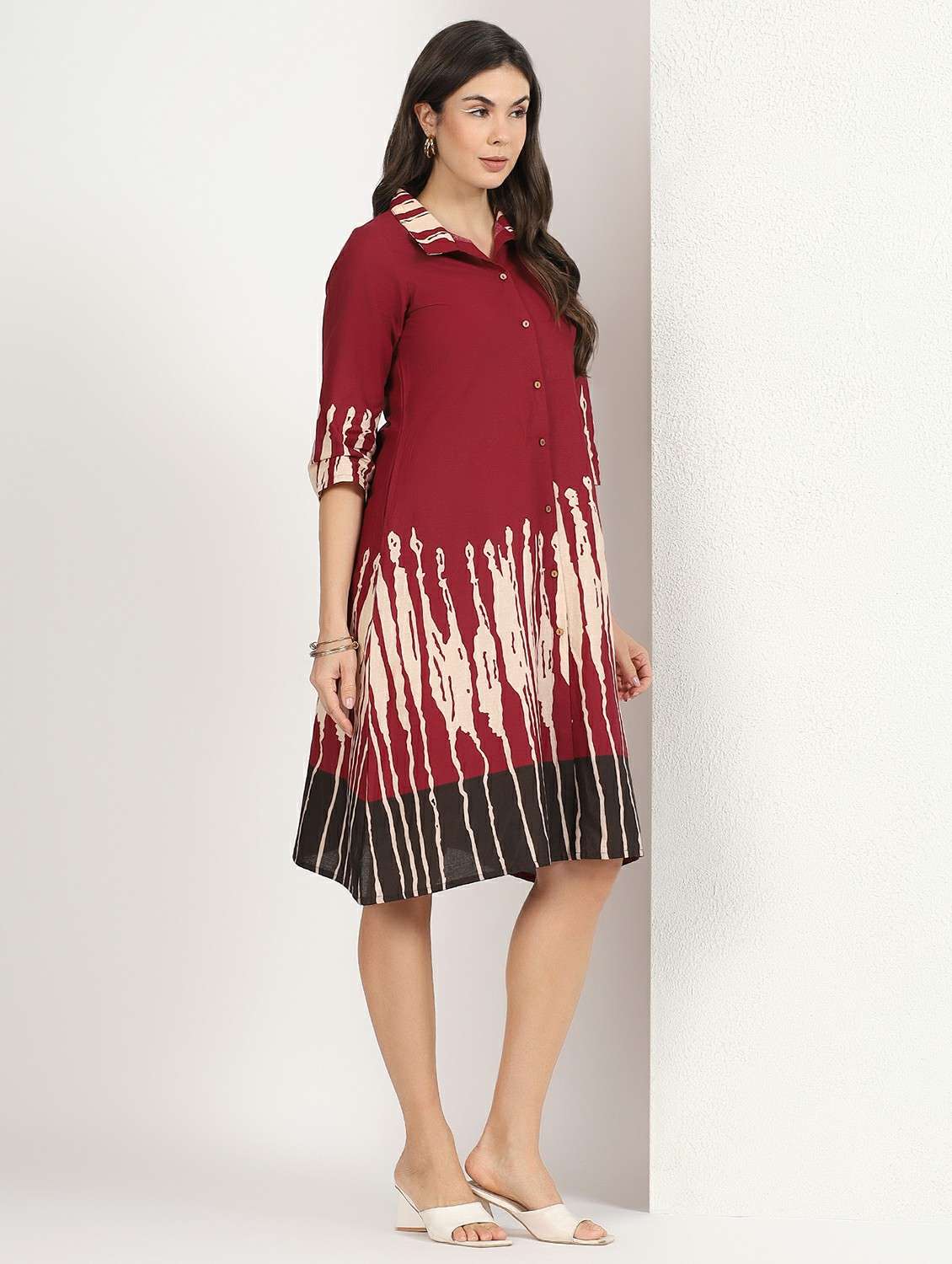 women printed collared midi shirt dress - 22495537 -  Standard Image - 2