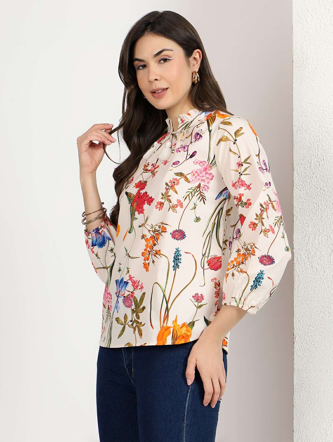 women floral printed long sleeves regular top - 22495539 -  Standard Image - 2