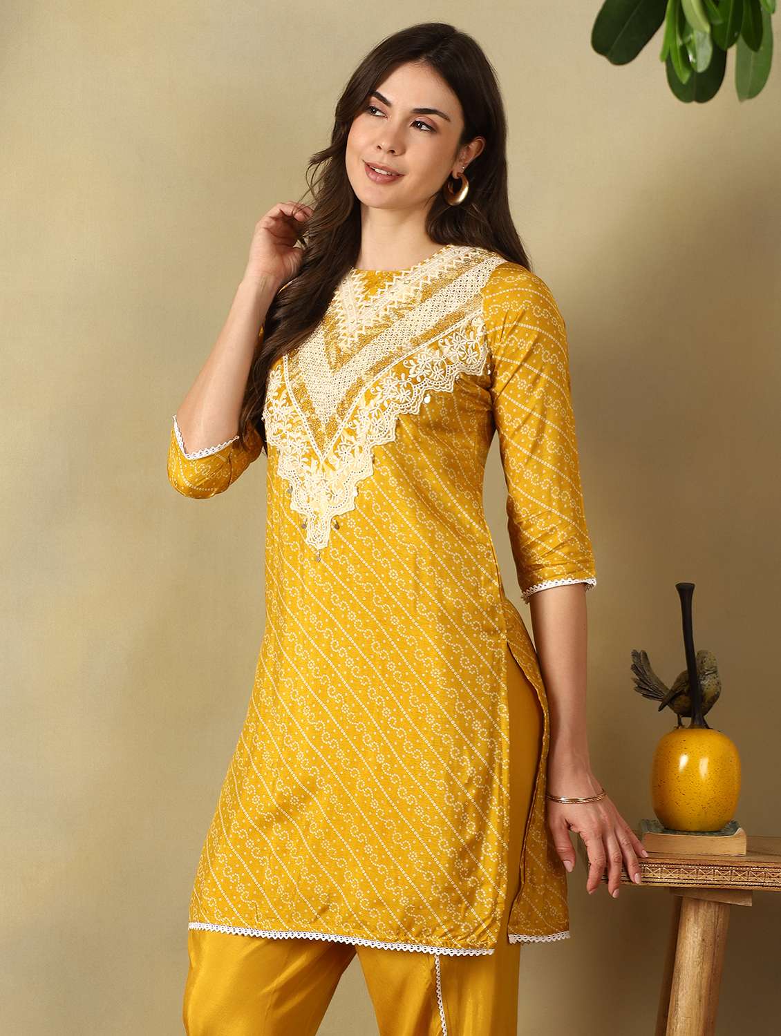 Women Printed Three Quarter Sleeve Dhoti Kurta Set - 22495554 -  Standard Image - 2