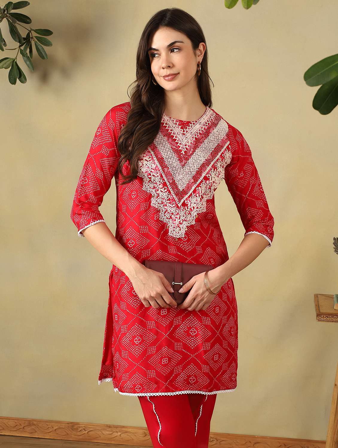 women printed three quarter sleeve dhoti kurta set - 22495555 -  Standard Image - 2