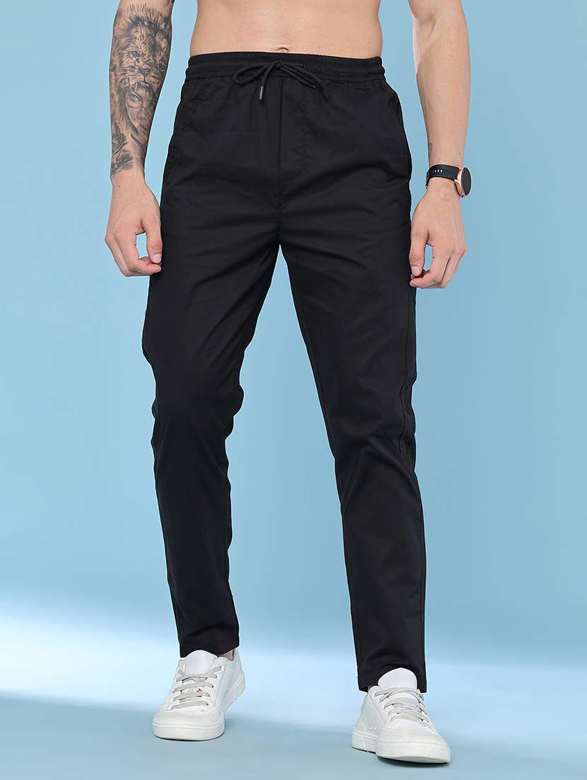 Men Solid Mid Rise Flat Front Casual Trouser - 22496229 -  Standard Image - 2