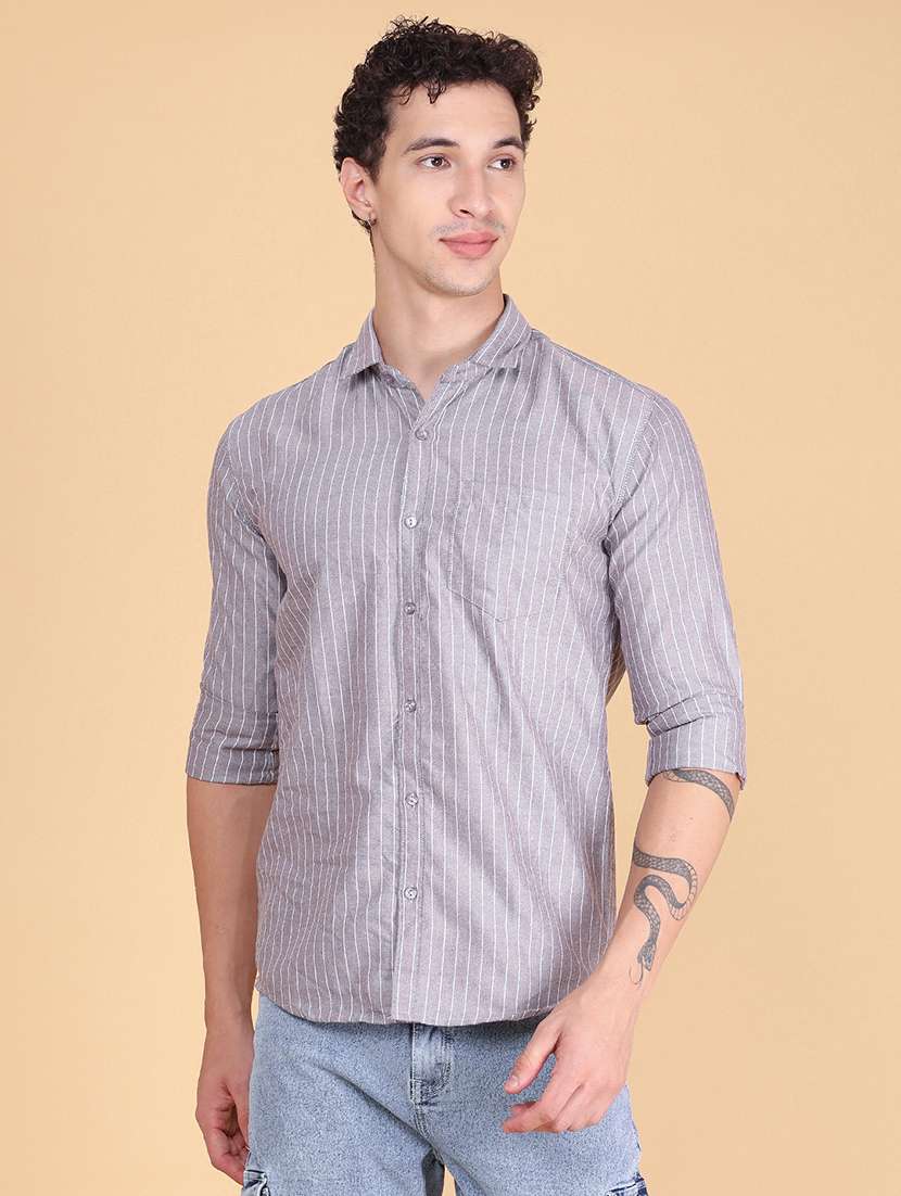Men Striped Long Sleeve Slim Fit Casual Shirt - 22496346 -  Standard Image - 2