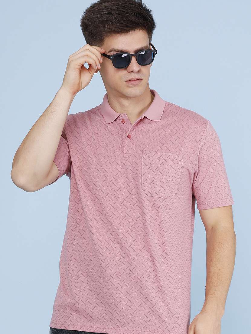 men printed short sleeves polo t-shirt