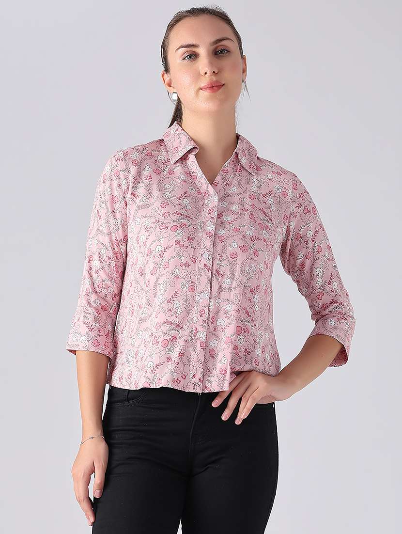 Women Printed Three Quarter Sleeves Regular Shirt - 22496486 -  Standard Image - 2
