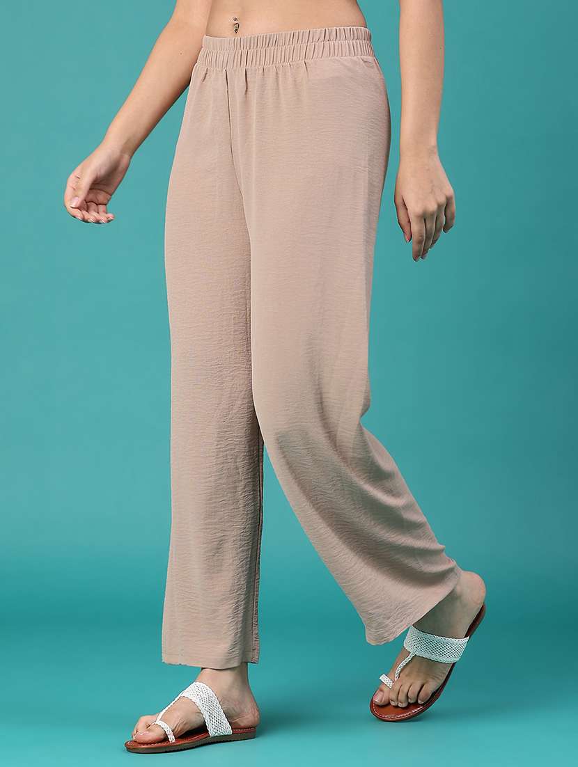 Women Solid Mid Rise Relaxed Fit Straight Trouser - 22496644 -  Standard Image - 2
