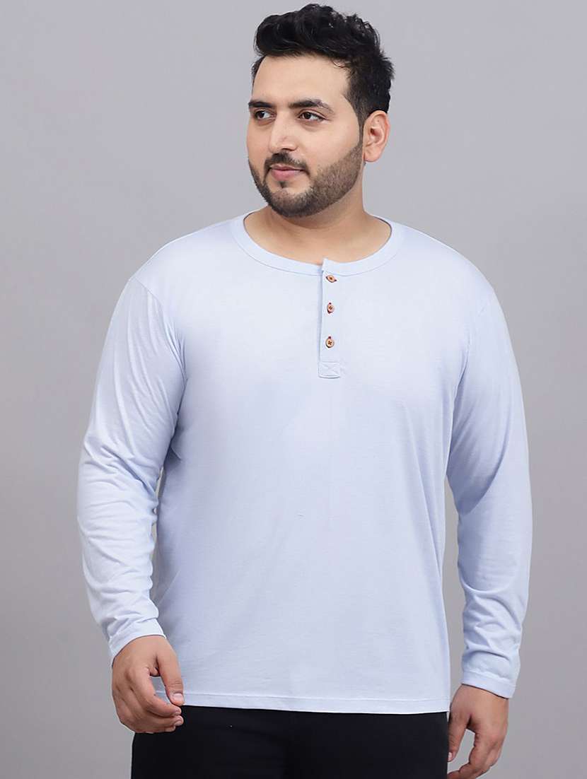 men plus size solid long sleeve regular fit t-shirt