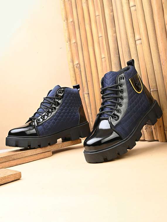 men blue lace up boot