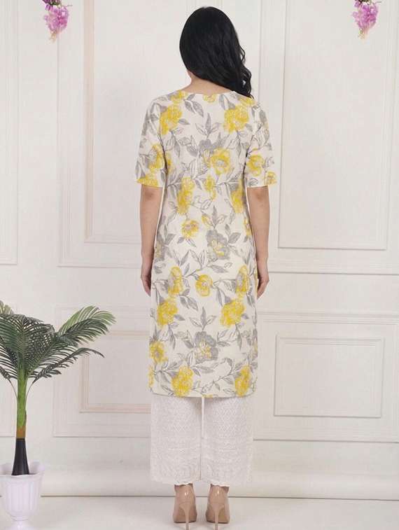 women floral short sleeve straight kurta - 22497210 -  Standard Image - 2