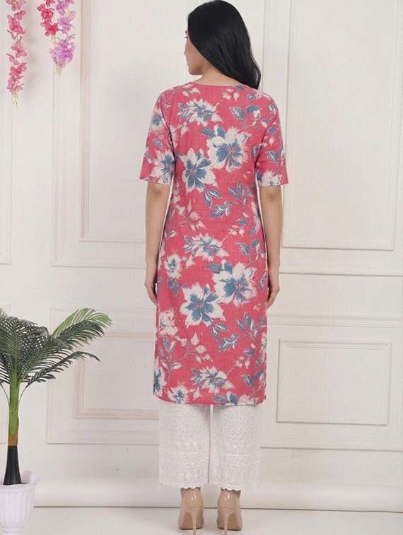 women floral short sleeve straight kurta - 22497211 -  Standard Image - 2
