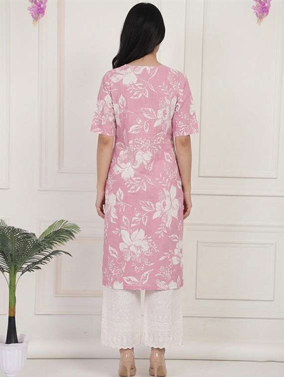 women floral short sleeve straight kurta - 22497213 -  Standard Image - 2