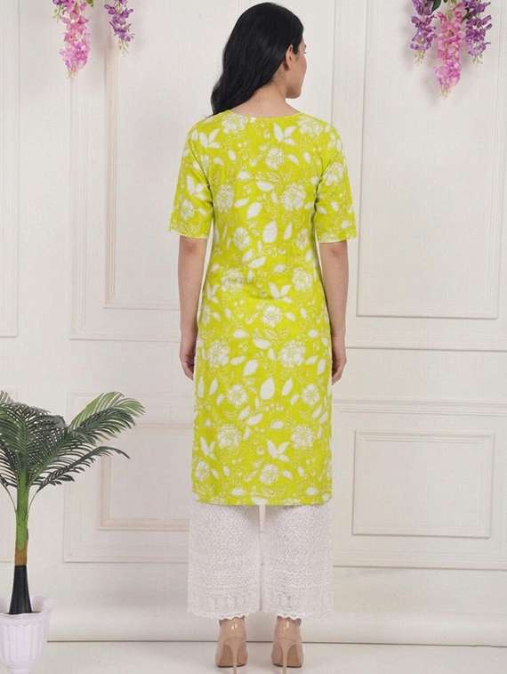 women floral short sleeve straight kurta - 22497216 -  Standard Image - 2