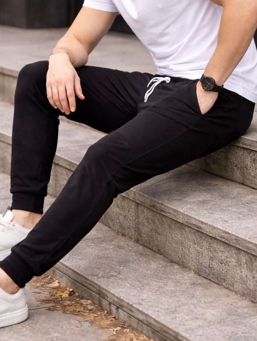 Men Solid Mid Rise Regular Fit Jogger - 22497289 -  Standard Image - 2