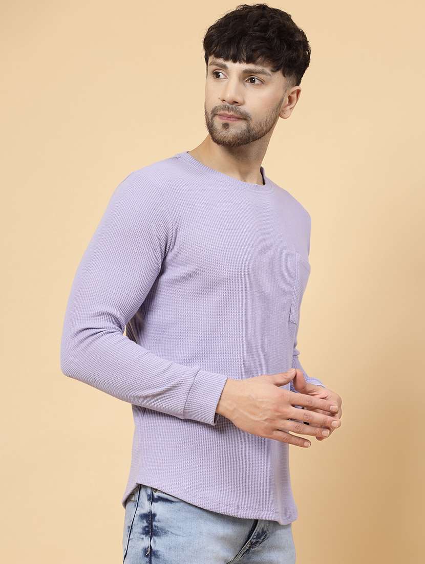 Men Self Design Long Sleeve Regular Fit T-shirt - 22497330 -  Standard Image - 2