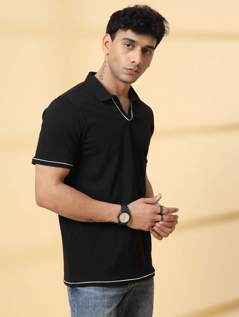 Men Solid Short Sleeve Regular Fit Polo T-shirt - 22497382 -  Standard Image - 2