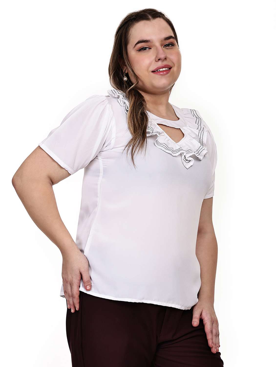 women solid short sleeves regular top - 22497504 -  Standard Image - 2
