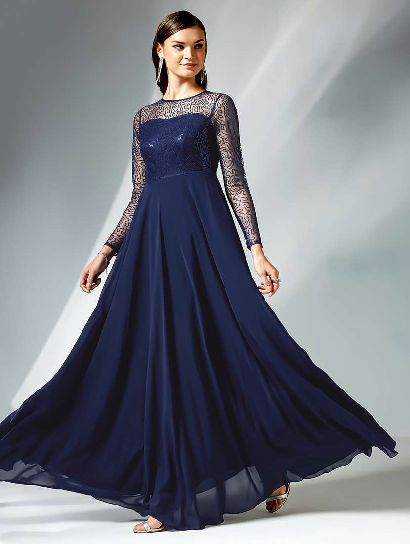 women solid with work long sleeve maxi dress - 22497513 -  Standard Image - 2
