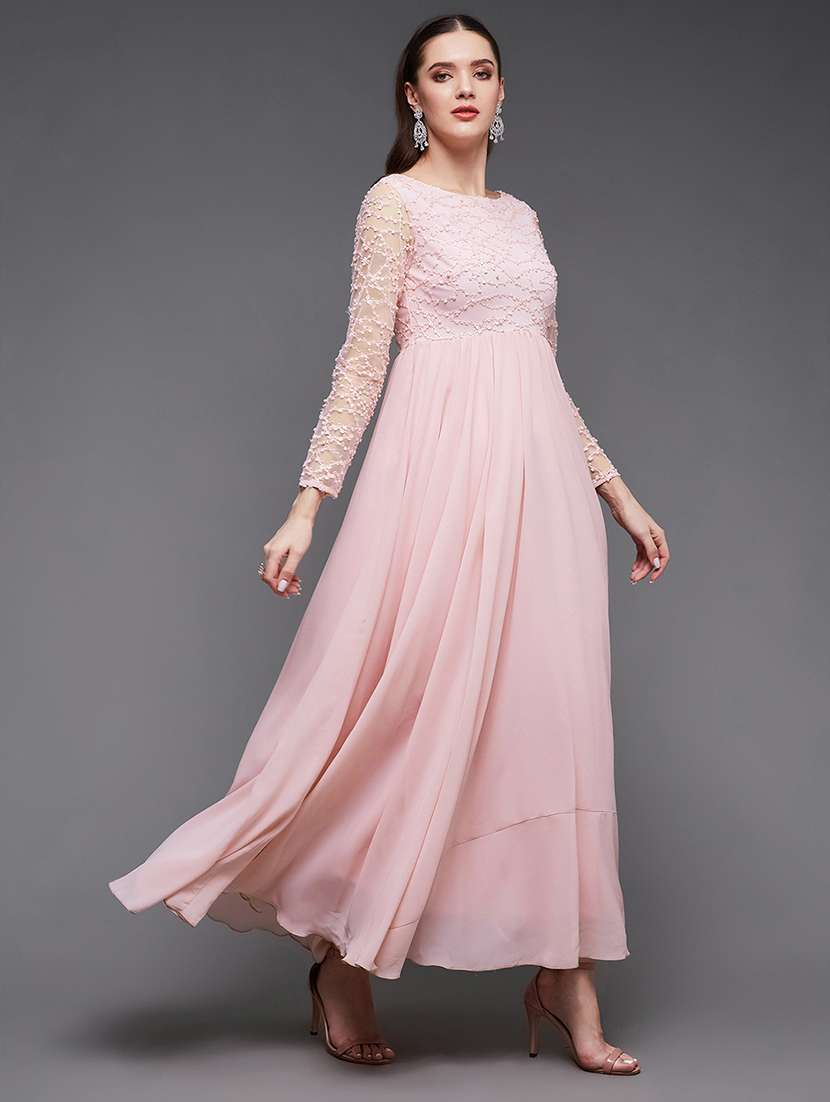 Women Solid With Work Long Sleeve Maxi Dress - 22497547 -  Standard Image - 2