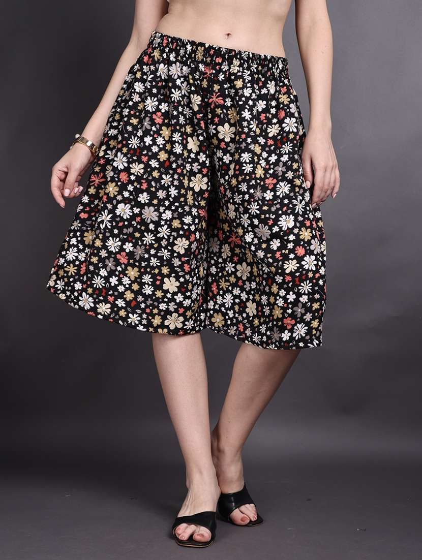 women floral printed calf length flared palazzo