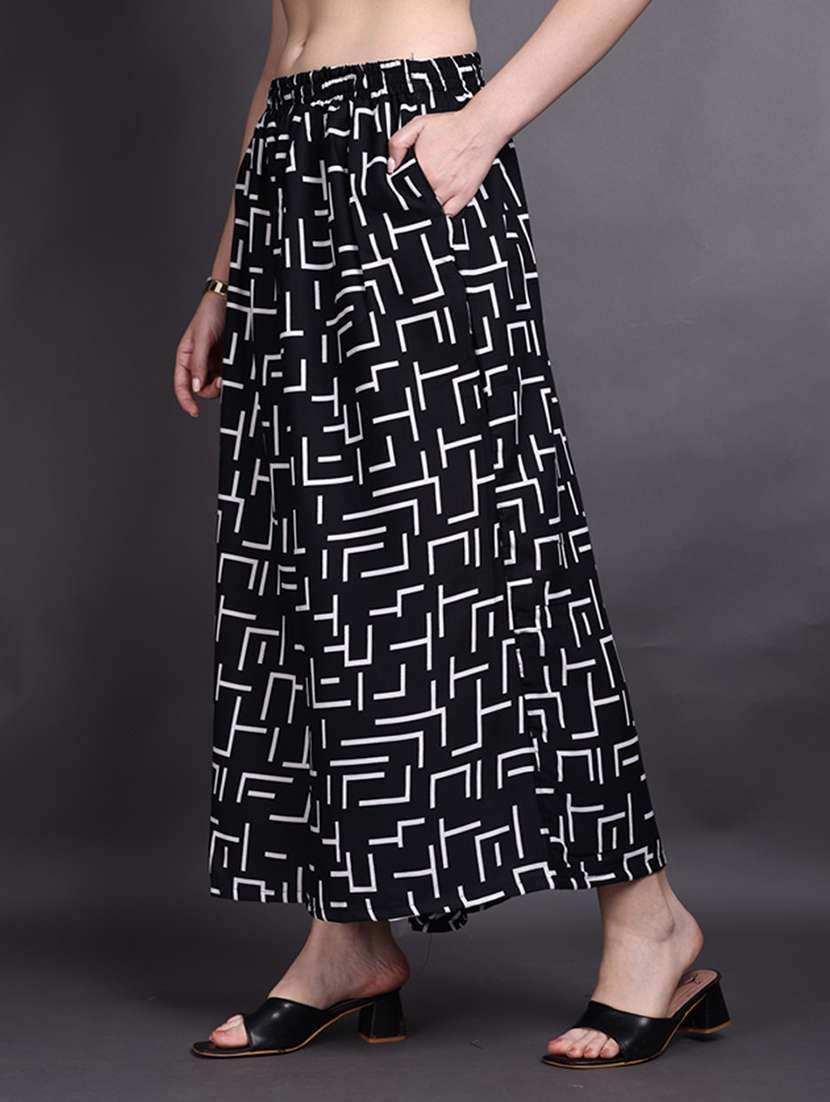 women printed mid rise flared palazzo - 22497579 -  Standard Image - 2