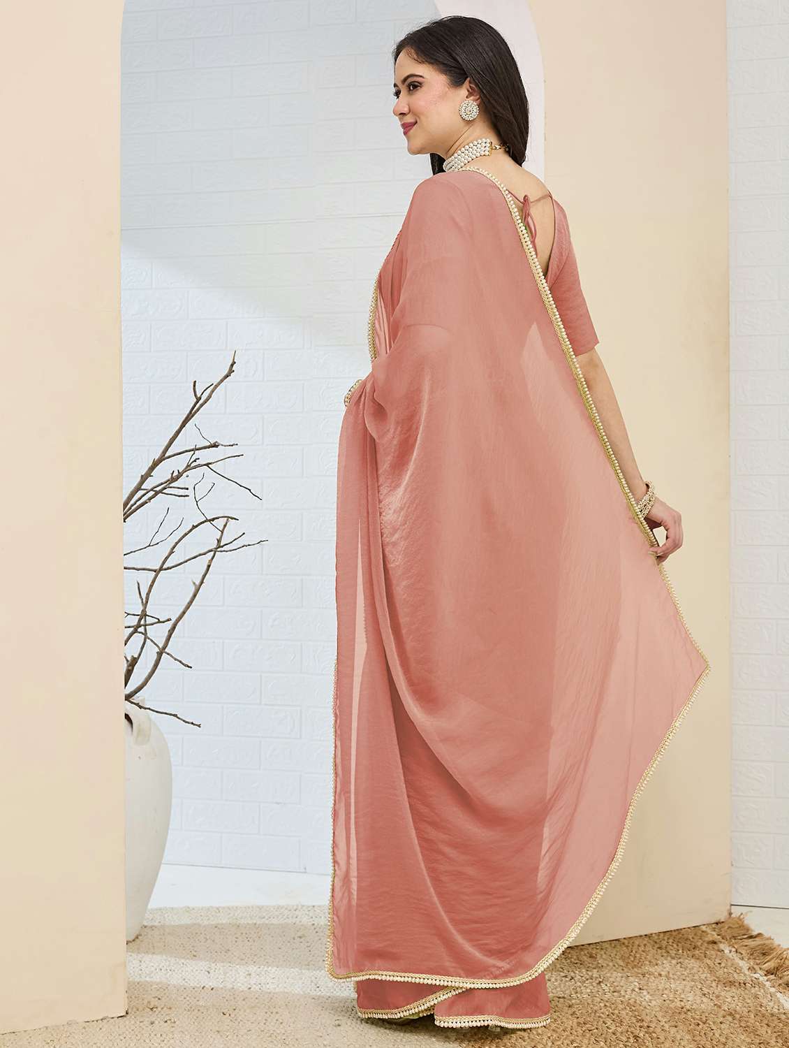 Women Solid Ready To Wear Saree With Blouse - 22497830 -  Standard Image - 2