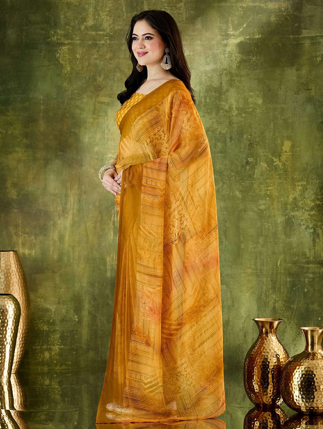 women printed ready to wear saree with blouse - 22497846 -  Standard Image - 2