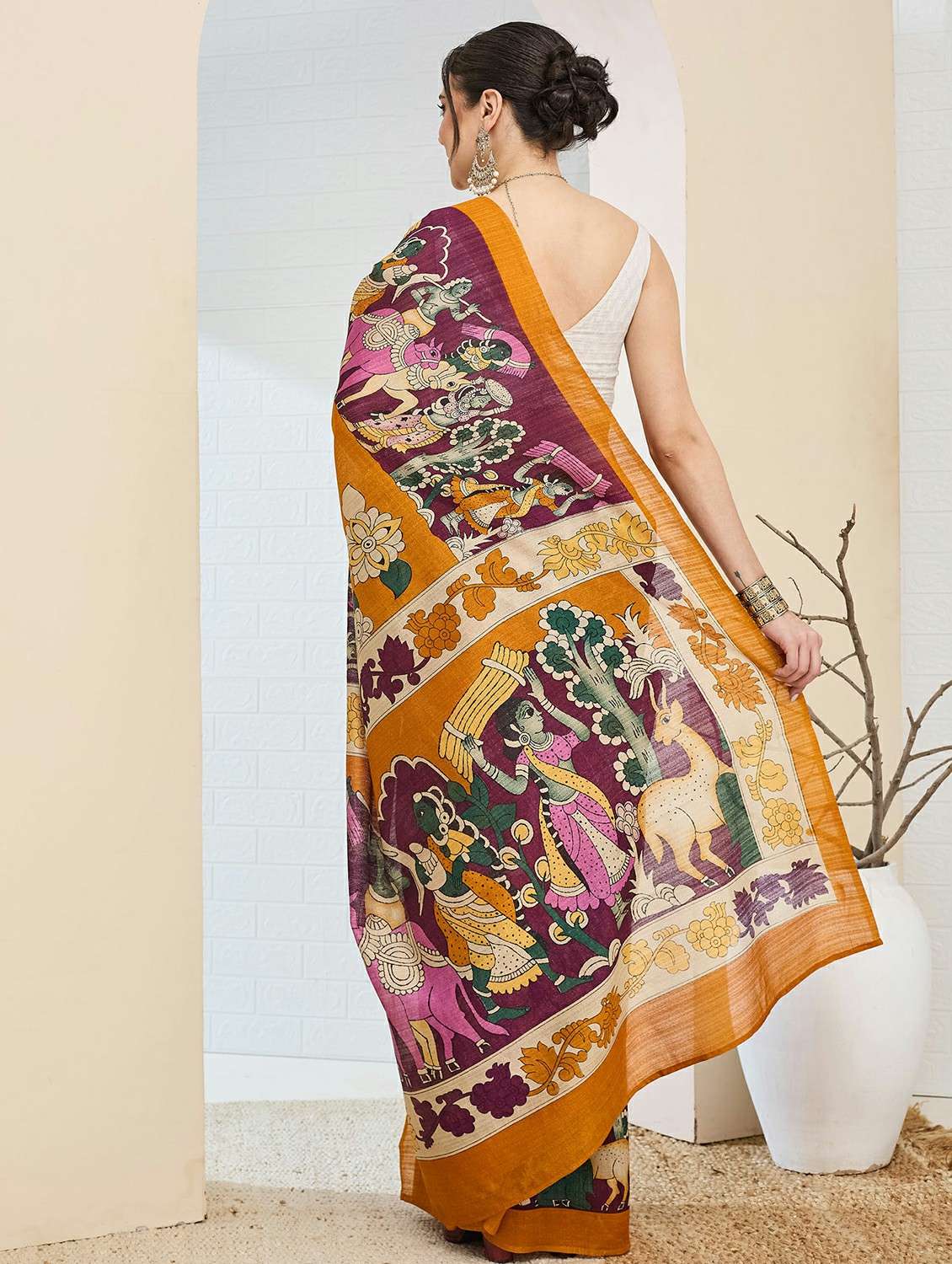 women printed ready to wear saree with blouse - 22497856 -  Standard Image - 2
