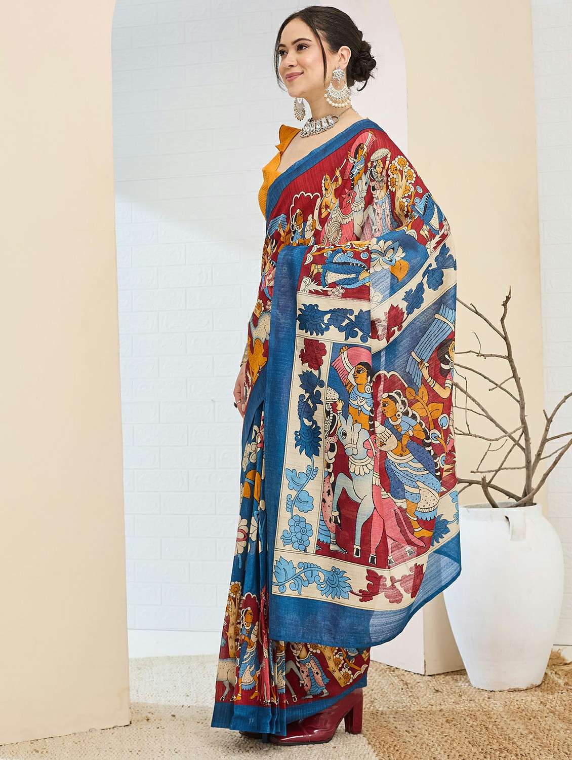 women printed ready to wear saree with blouse - 22497857 -  Standard Image - 2