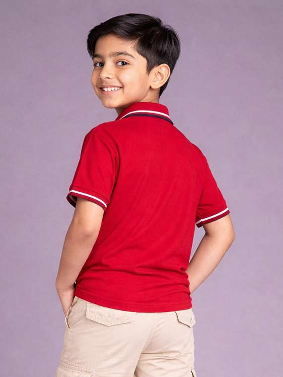 boys solid short sleeves polo neck t-shirt - 22497868 -  Standard Image - 2
