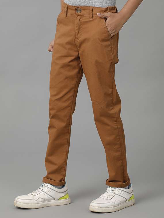boys solid mid rise regular fit chinos pant - 22497878 -  Standard Image - 2