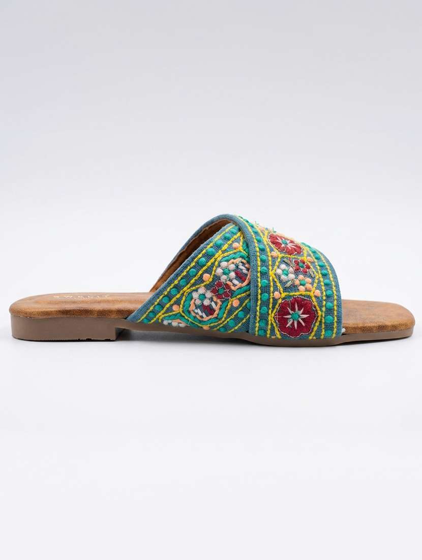 women embroidered slip on flats - 22497884 -  Standard Image - 2