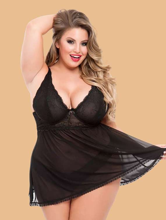 women self design v neck babydoll set - 22497939 -  Standard Image - 2