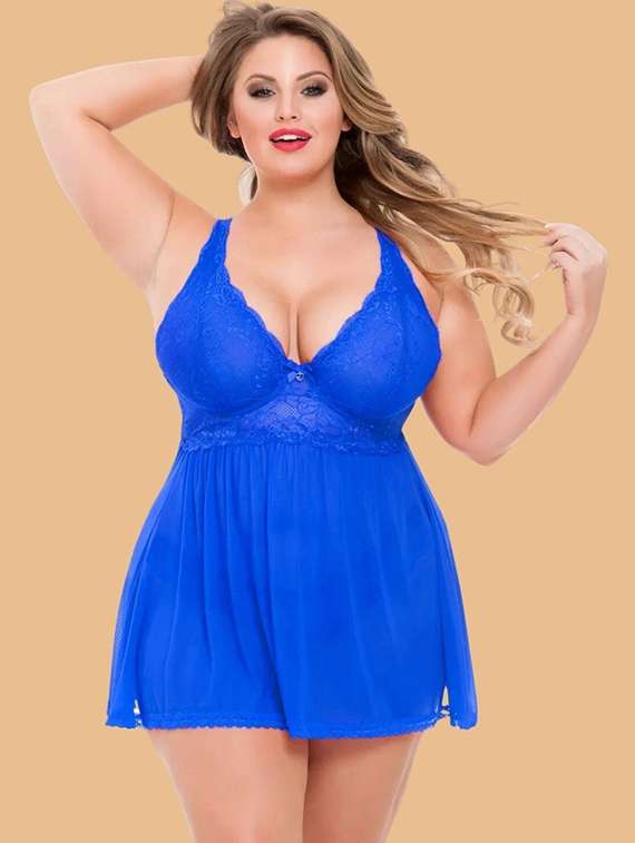 women self design shoulder strap babydoll set - 22497941 -  Standard Image - 2