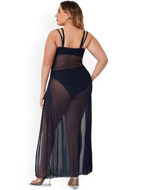 women solid shoulder strap babydoll set - 22497945 -  Standard Image - 2