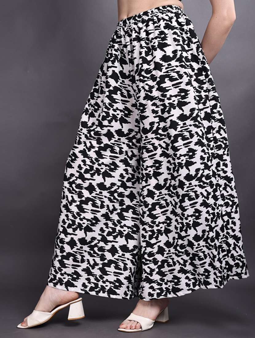 women printed mid rise flared palazzo - 22498060 -  Standard Image - 2