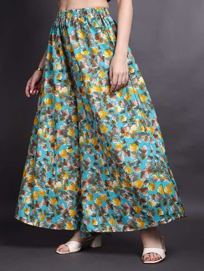 women printed mid rise flared palazzo - 22498062 -  Standard Image - 2