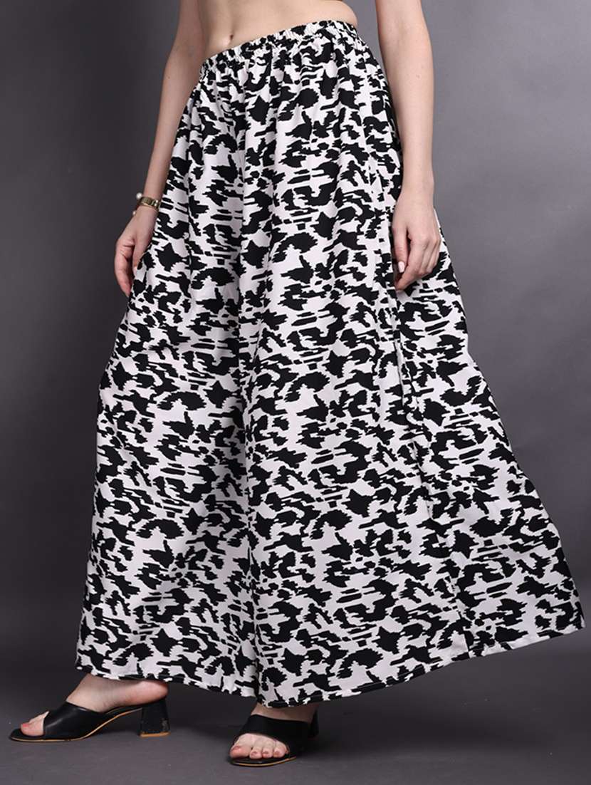women printed mid rise flared palazzo - 22498063 -  Standard Image - 2