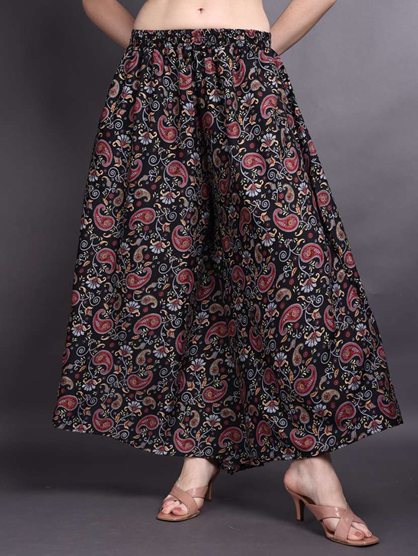 women printed mid rise flared palazzo - 22498064 -  Standard Image - 2