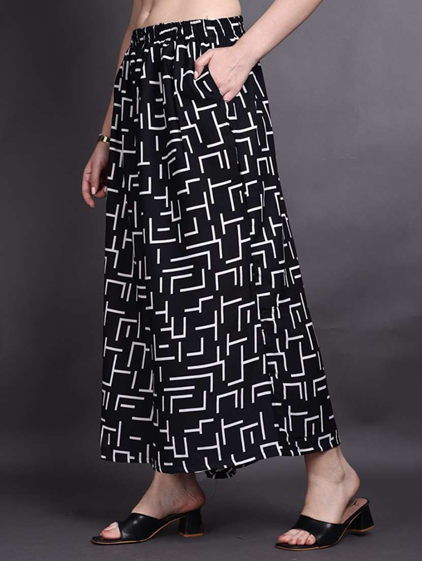 women printed mid rise flared palazzo - 22498065 -  Standard Image - 2