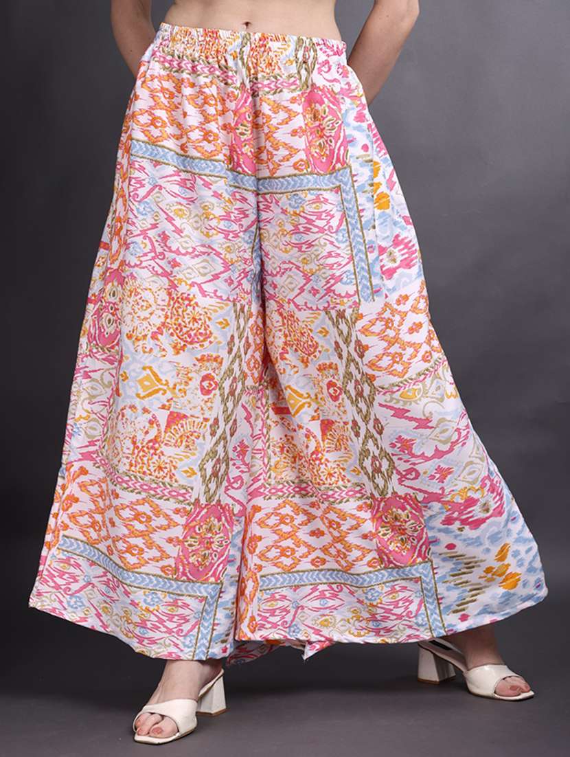 women printed mid rise flared palazzo - 22498067 -  Standard Image - 2