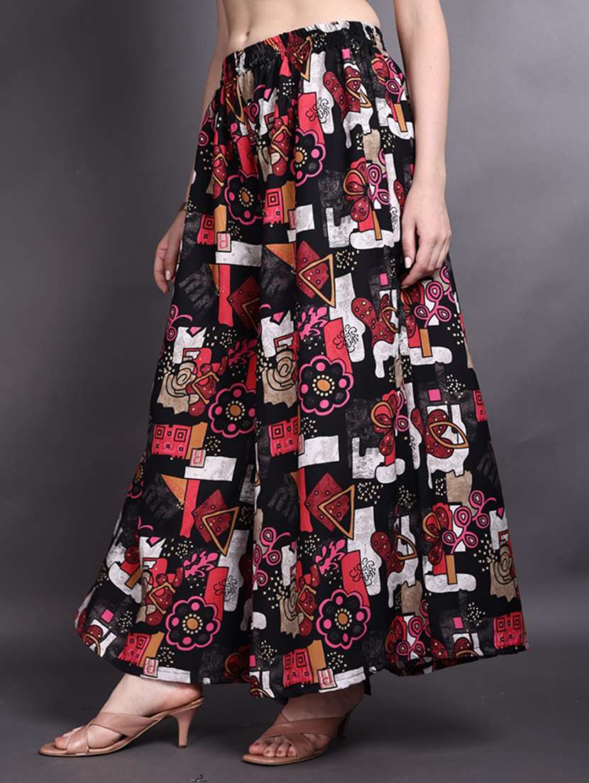 women printed mid rise flared palazzo - 22498068 -  Standard Image - 2