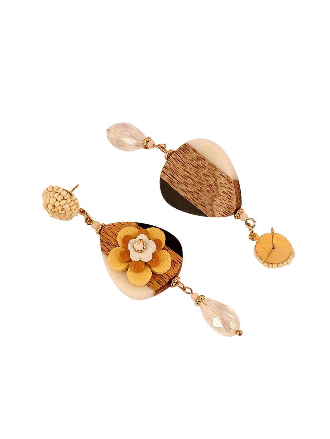 wooden & acrylic beaded drop earrings with crystal teardrop - 22498077 -  Standard Image - 2