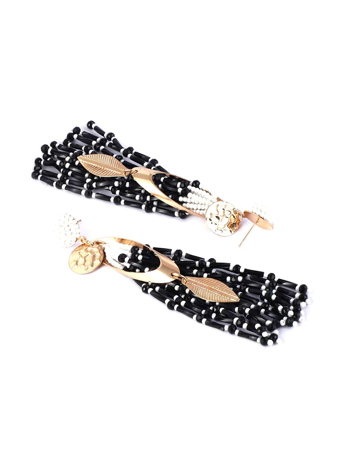 brass metal & beaded tassel earring - 22498082 -  Standard Image - 2