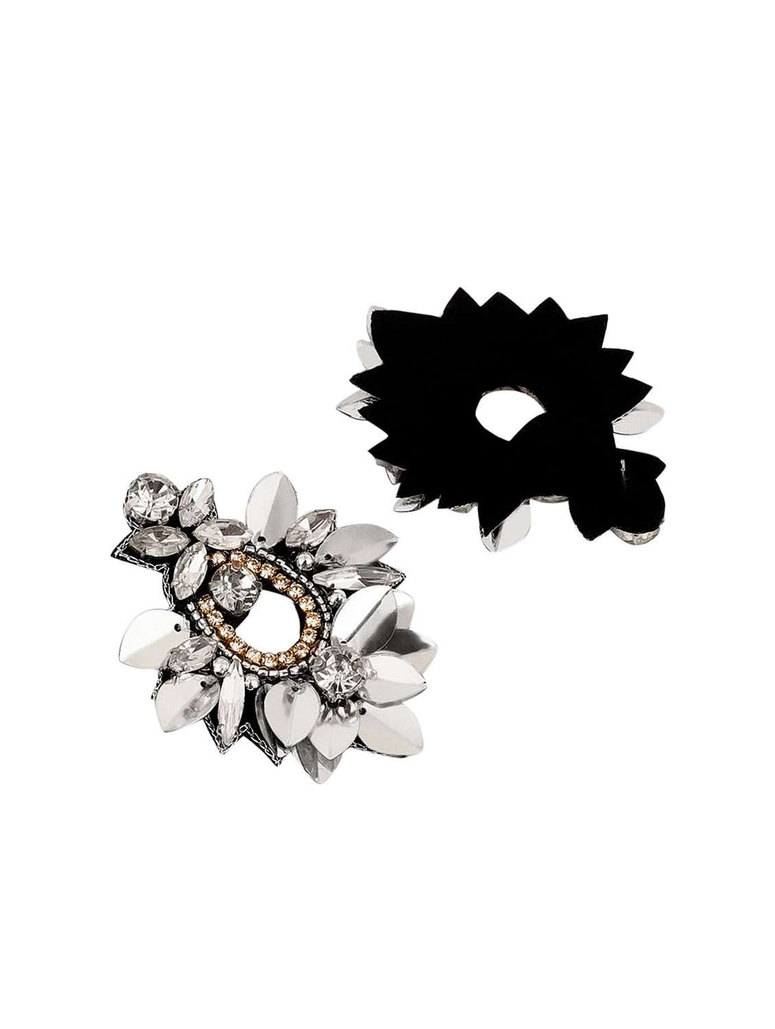 sequin & crystal stone fabric earring - 22498084 -  Standard Image - 2
