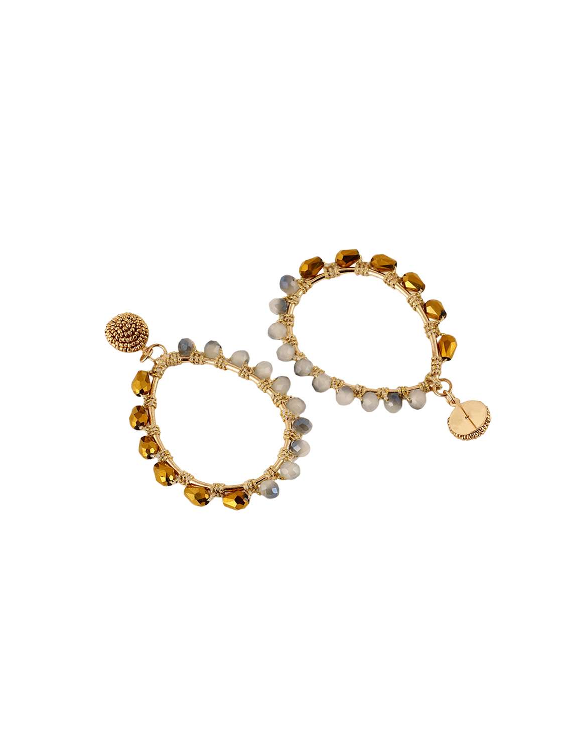 gold-toned crystal beaded hoop earring - 22498088 -  Standard Image - 2
