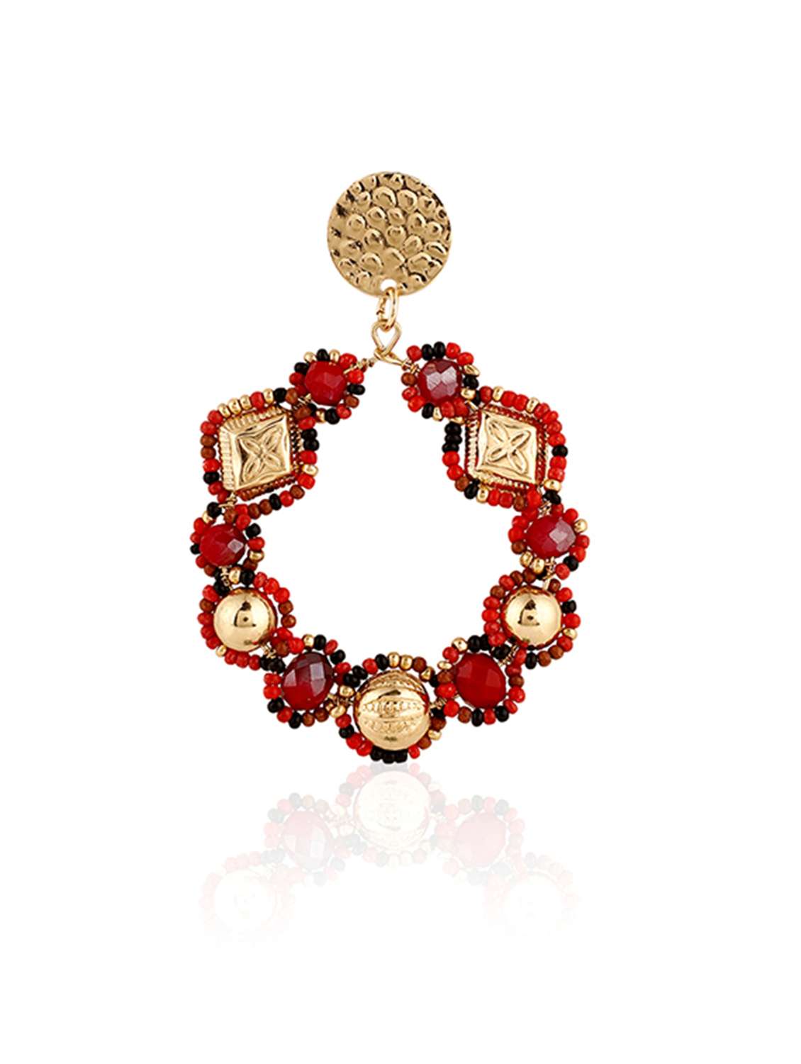 gold-toned metal & beaded hoop earring - 22498090 -  Standard Image - 2