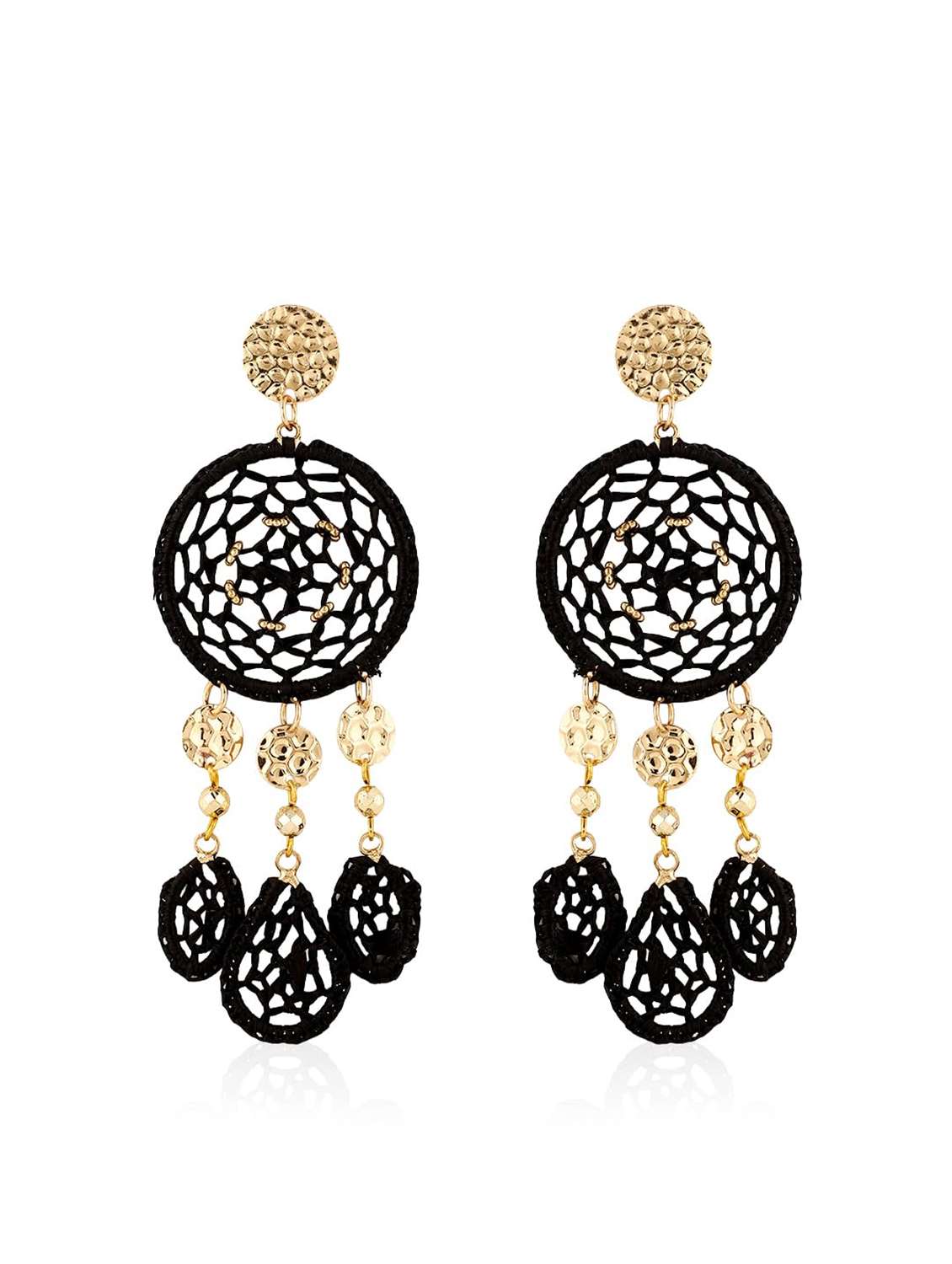 black raffia & metal drop earring - 22498091 -  Standard Image - 2