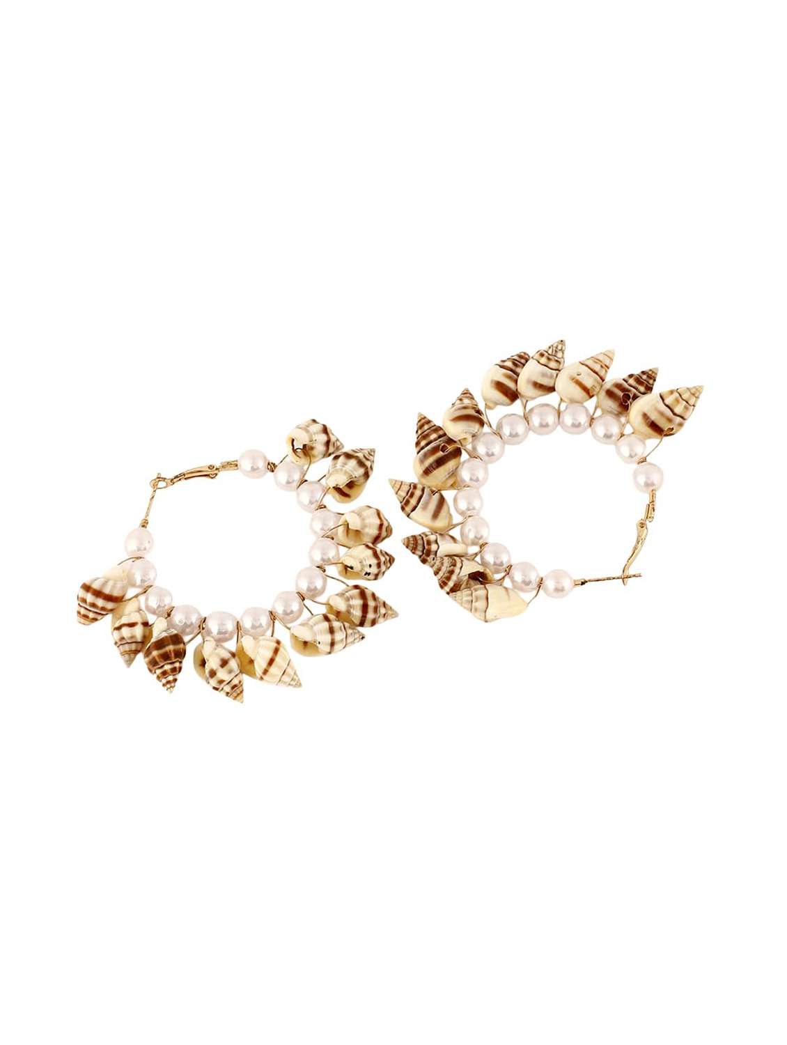 shell & pearl beaded hoop earring - 22498095 -  Standard Image - 2