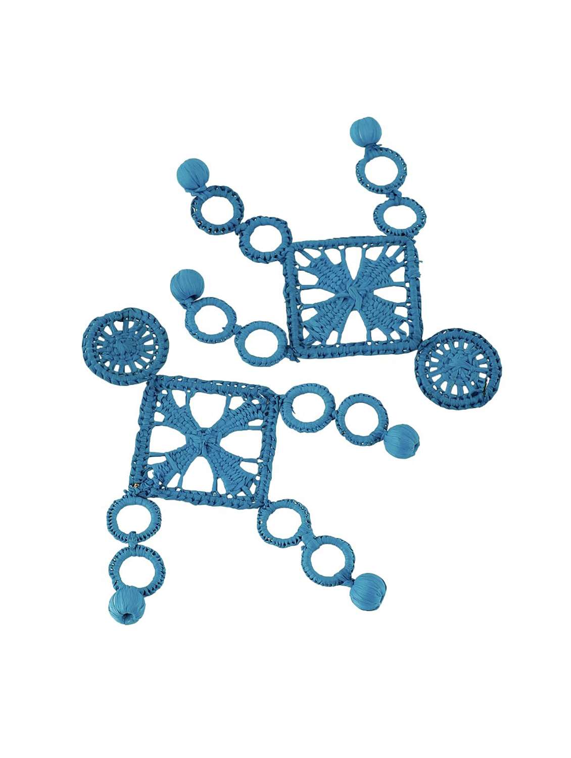 turquoise raffia statement earring - 22498102 -  Standard Image - 2
