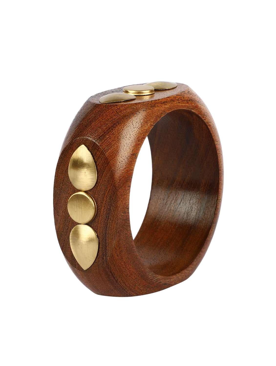 brown wood bracelet with gold stud embellishments - 22498173 -  Standard Image - 2