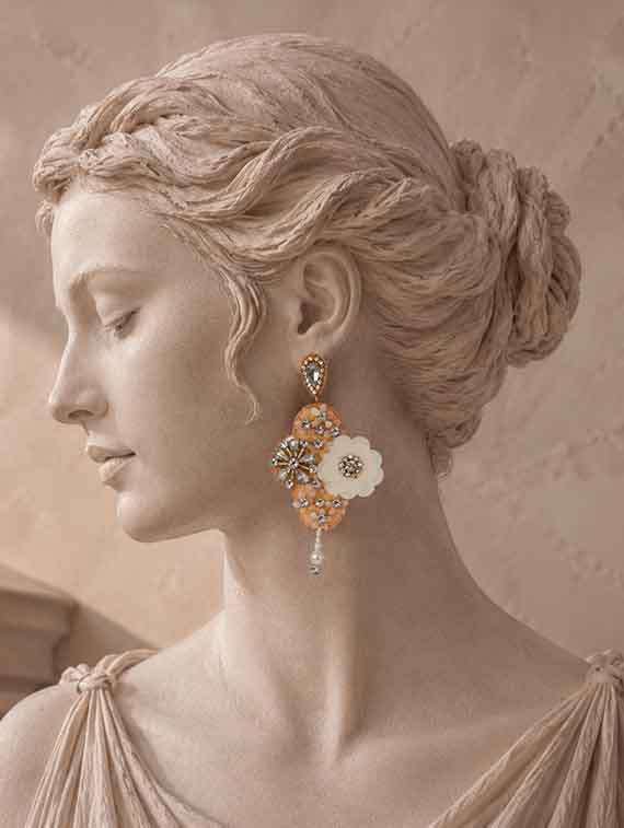 beads rhinestone cotton fabric earrings for women - 22498178 -  Standard Image - 2